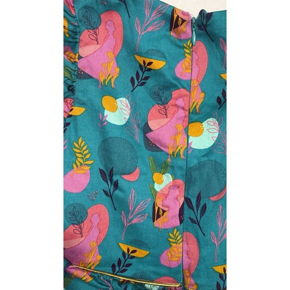 DISNEY STORE Frozen Ana Elsa Princess Dress Pretend Play Sz 9/10 Turquoise/pink - Picture 7 of 12